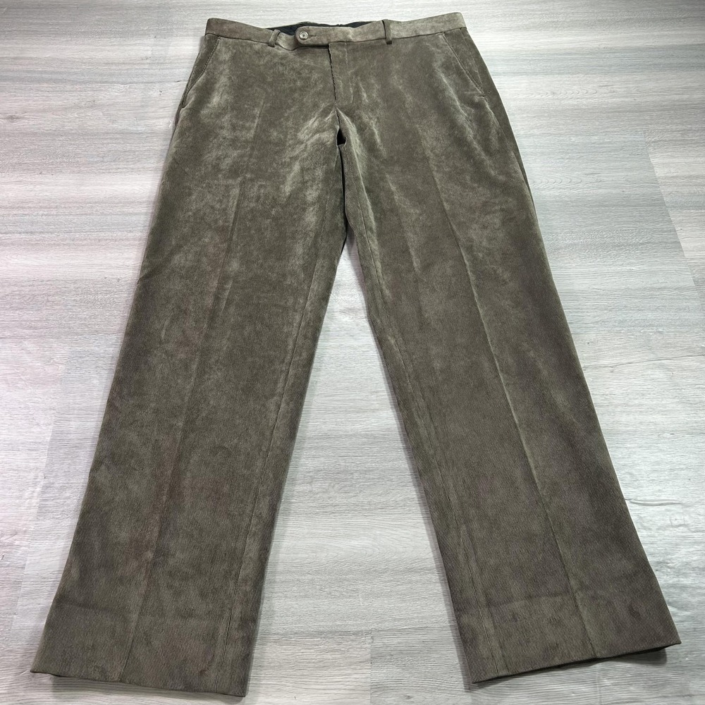 Pronto Uomo Platinum Pants Mens 38x33 Brown Corduroy Stretch Dress Slacks Office